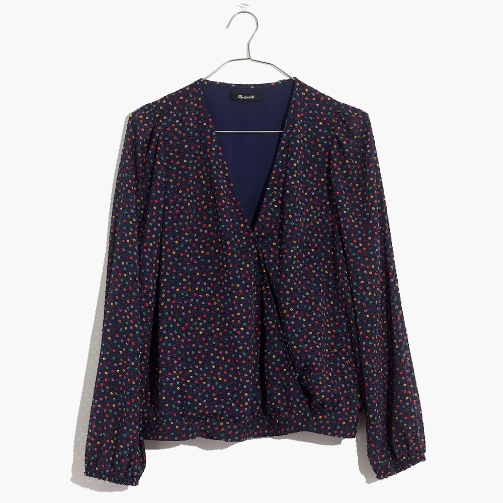Madewell Lyric Wrap Top in Sugar Dot